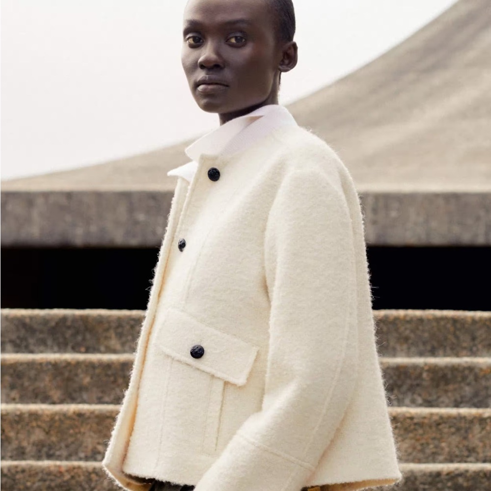 ME+EM Cream Boucle'Swing Jacket - Picture 4 of 12